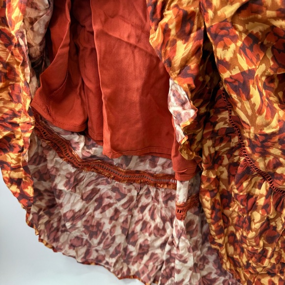 Lost + Wander Renoirs Terrace Print Ruched Maxi Dress Rust Large NEW - Picture 6 of 8